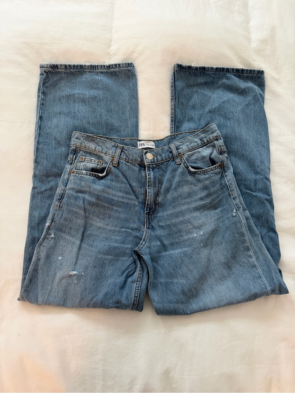 Zara Light Blue Straight-Leg Jeans
